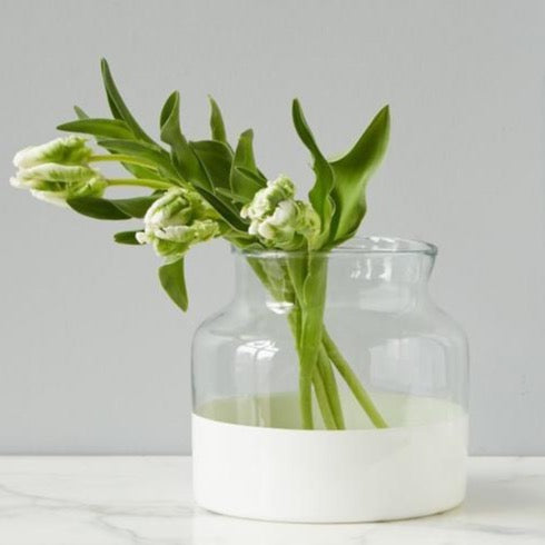 White Colorblock Flower Vase