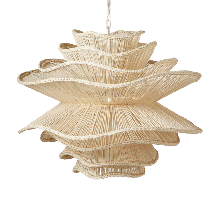 Alondra Chandelier, White Rattan, 2 Sizes, 30"D x 23"H & 40"D x 32"H
