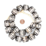Chevron Design Batik Bone Beads, Barrel