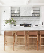 Lili Barstool, Camel Leather w/ Natural Teak Wood
