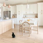 Ava Dining Chair, Blush Leather w/ Natural Teak Wood
