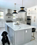 Alborg Stacked Pendant, Antique Burnished Brass & Matte Black