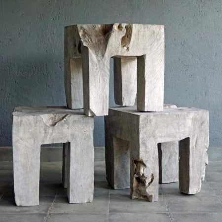 Rustic Teak Straight Cut Stool, 2 Sizes