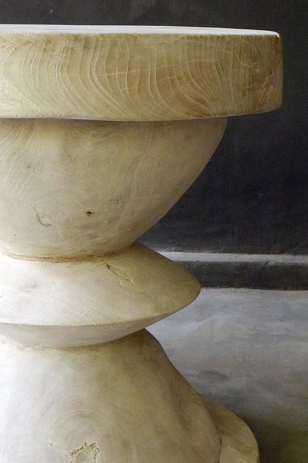 Java Teak Chess Side Table, Weathered Finish