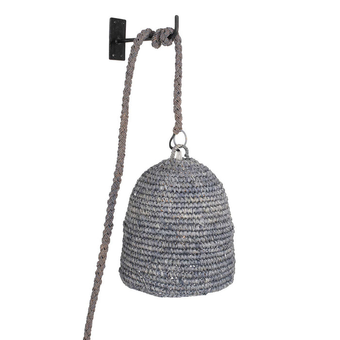 Anika Woven Raffia Pendant- Grey, Small