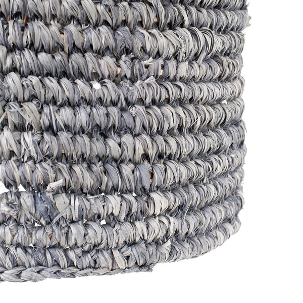 Anika Woven Raffia Pendant- Grey, Small