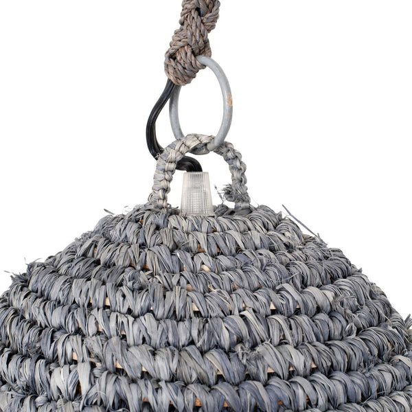 Anika Woven Raffia Pendant- Grey, Small