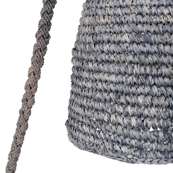 Anika Woven Raffia Pendant- Grey, Small