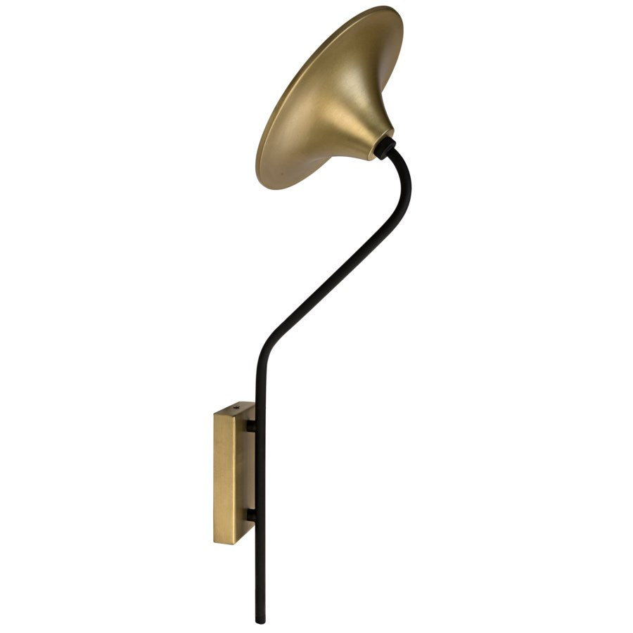 Messala Sconce, Black Metal and Brass Finish