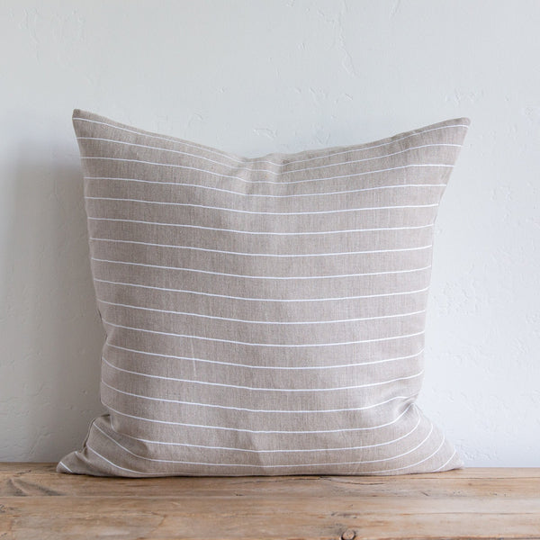 Mini Stripe Light on Natural/White Pillow, 22" x 22"