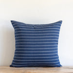 Dark Mini Stripe Indoor/Outdoor Pillow - Navy, 22" x 22"