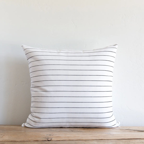 Charcoal Light Mini Stripe Indoor/Outdoor Pillow, 22" x  22"