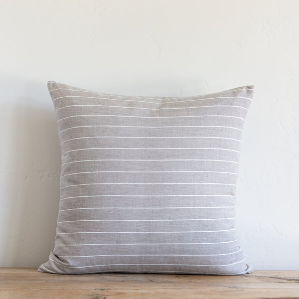Grey Mini Stripe Indoor/Outdoor Pillow, 22" x  22"