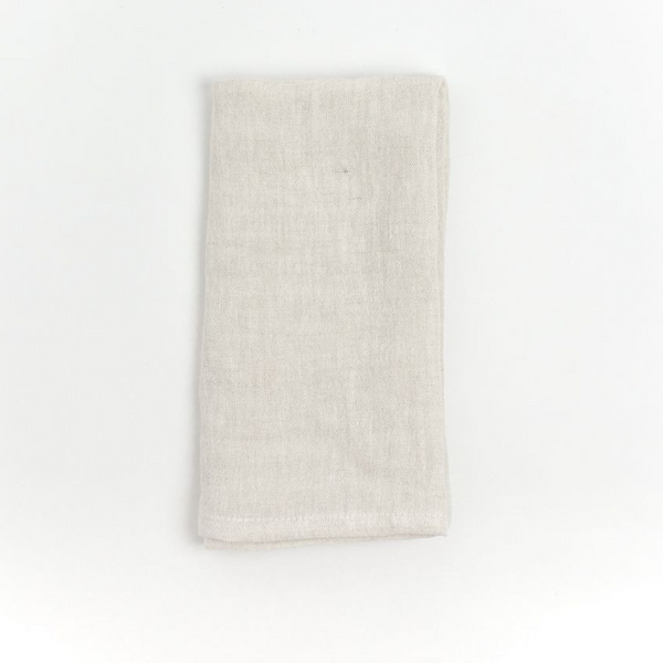 Stone Washed Linen Hemmed Dinner Napkin (Natural Chambray), Set of 6