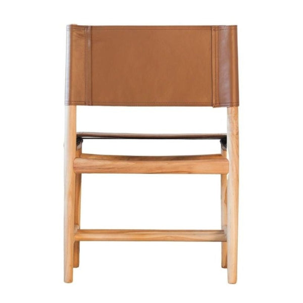 Claire Armless Dining Chair in Camel w/ Natural Teak Wood