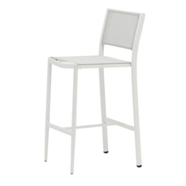 Polo Armless Barstool, White Aluminum