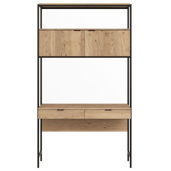 Ambrose Modular Wall Desk, Rustic Oak/Black, 47.25"W x 22.50"D x 82.75"H