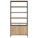 Ambrose Modular Bookcase, Large, Rustic Oak/Black, 39.25"W x 16.5"D x 82.75"H