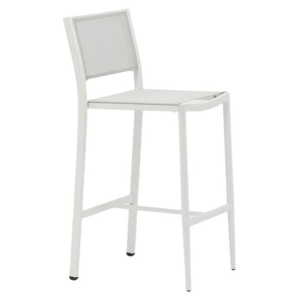 Polo Armless Barstool, White Aluminum