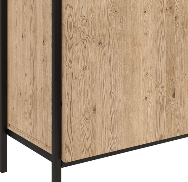 Ambrose Modular Bookcase, Large, Rustic Oak/Black, 39.25"W x 16.5"D x 82.75"H