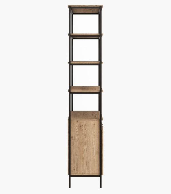 Ambrose Modular Bookcase, Large, Rustic Oak/Black, 39.25"W x 16.5"D x 82.75"H