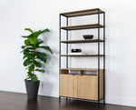 Ambrose Modular Bookcase, Large, Rustic Oak/Black, 39.25"W x 16.5"D x 82.75"H