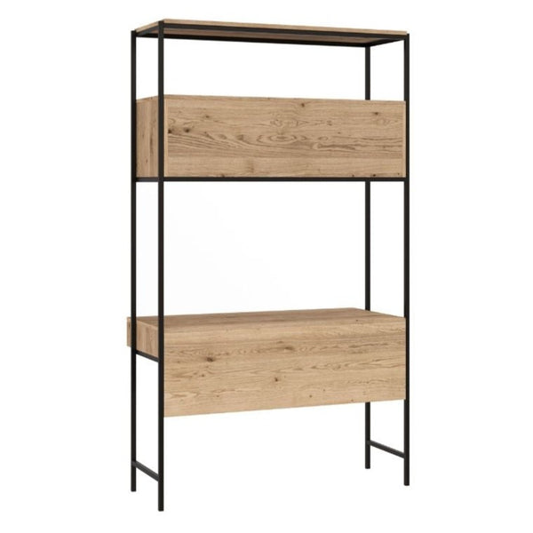Ambrose Modular Wall Desk, Rustic Oak/Black, 47.25"W x 22.50"D x 82.75"H