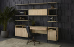 Ambrose Modular Bookcase, Large, Rustic Oak/Black, 39.25"W x 16.5"D x 82.75"H