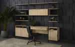 Ambrose Modular Wall Desk, Rustic Oak/Black, 47.25"W x 22.50"D x 82.75"H