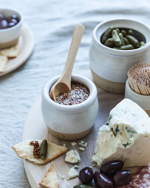Pickle Pot with Spoon, Farmhouse Pottery