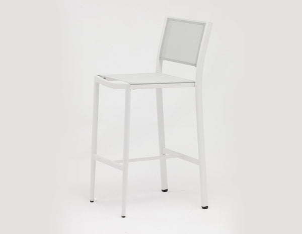Polo Armless Barstool, White Aluminum