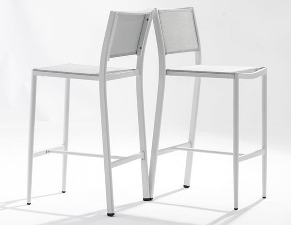 Polo Armless Barstool, White Aluminum