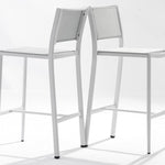 Polo Armless Barstool, White Aluminum