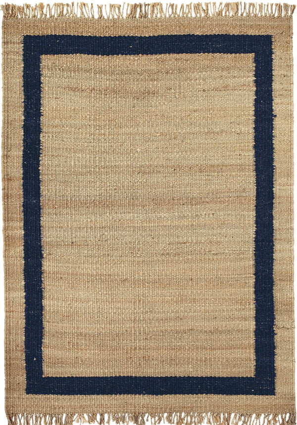 Jute Border Rug, Navy