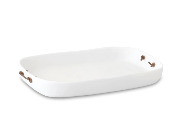 Extra Large Tray With Leather Handles