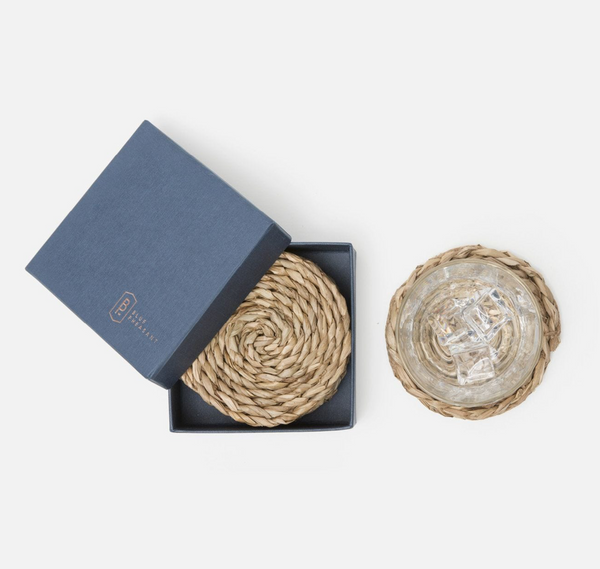 Lucian, Aged Seagrass Round Coasters, Box of 4
