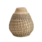 Bamboo Vase with Seagrass Weave
