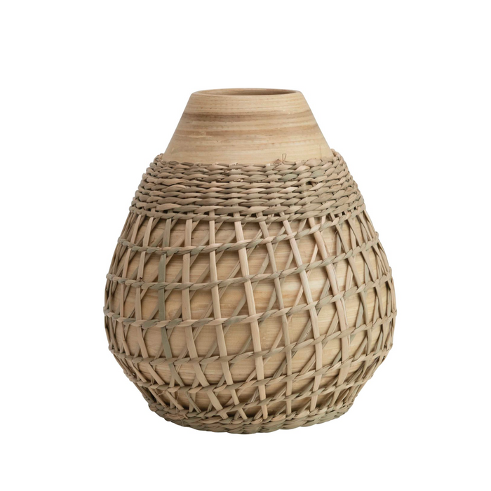 Bamboo Vase with Seagrass Weave