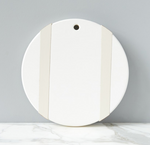 Monika Hibbs White Round Wood Serving Board