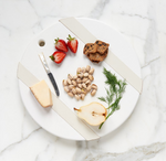 Monika Hibbs White Round Wood Serving Board