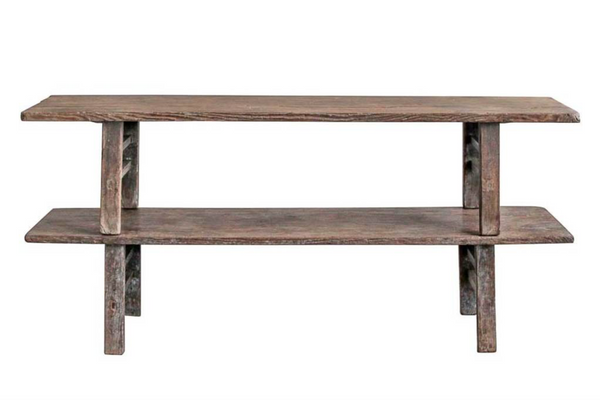 Antique Elm Wide Plank Bench