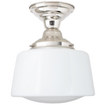 Drum Schoolhouse Ceiling Fixture, Polished Nickel