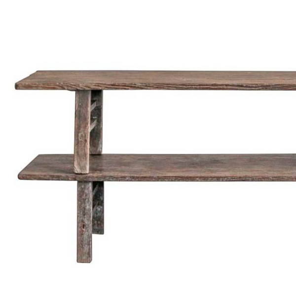 Antique Elm Wide Plank Bench
