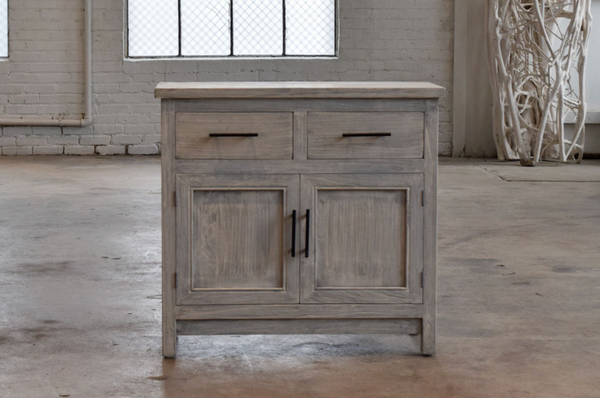 Bedside Cabinet in Reclaimed Wood, Light Elm, 34"L x 17"W x 32"H