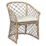 Dawson Rattan Arm Chair with Cushion, Grey Wash