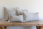 Gray Belgian Linen Fringe Pillow 22" x 22"