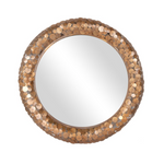 Sawyer 32" Round Mirror, Antique Brass