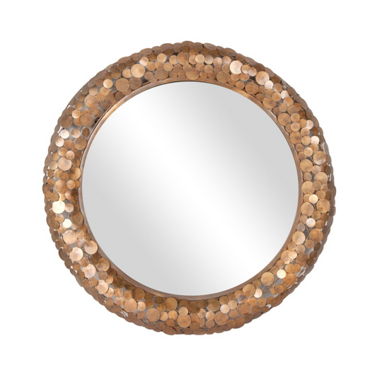 Sawyer 32" Round Mirror, Antique Brass