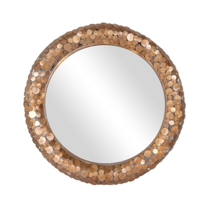 Sawyer 32" Round Mirror, Antique Brass