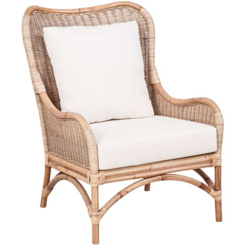 Sheridan Rattan Occasional Chair, White Cushion